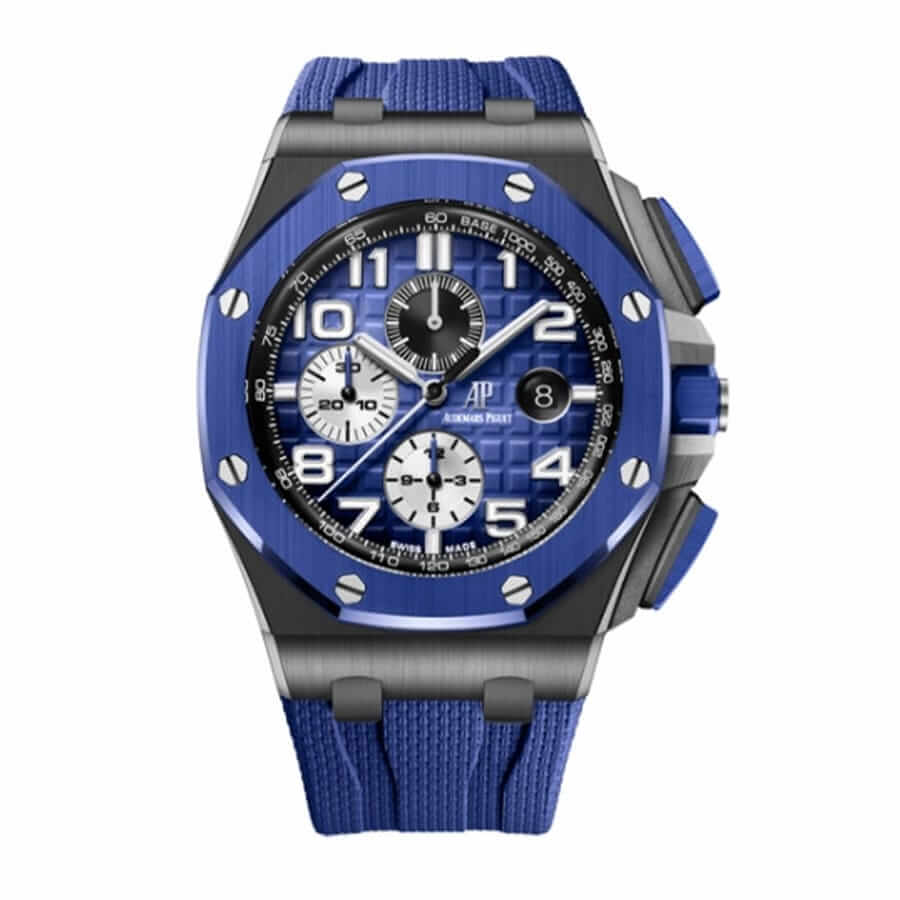 audemars-piguet-royal-oak-blue.jpg Audemars Piguet Royal Oak Offshore Chronograph 26405CE.OO.A002CA.01 “Black & Blue” Near Original Replica - Image 1