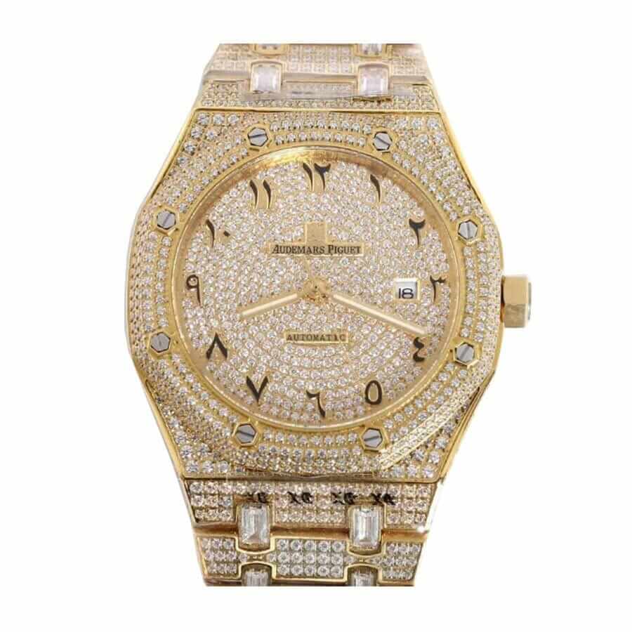 audemars-piguet-royal-oak-selfwinding-ap160sf295-yellow-gold-iced-out-diamond-dial-replica.jpg Audemars Piguet Royal Oak AP160SF295 “Iced Out” Signature Copy Edition - Image 1